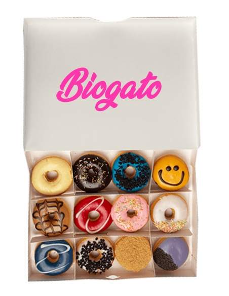 Biogato.fr Assortiment de 12 Donut décorés sans sucre à IG bas, vegan, bio et sans gluten Adapté diabétiques et coé - 25