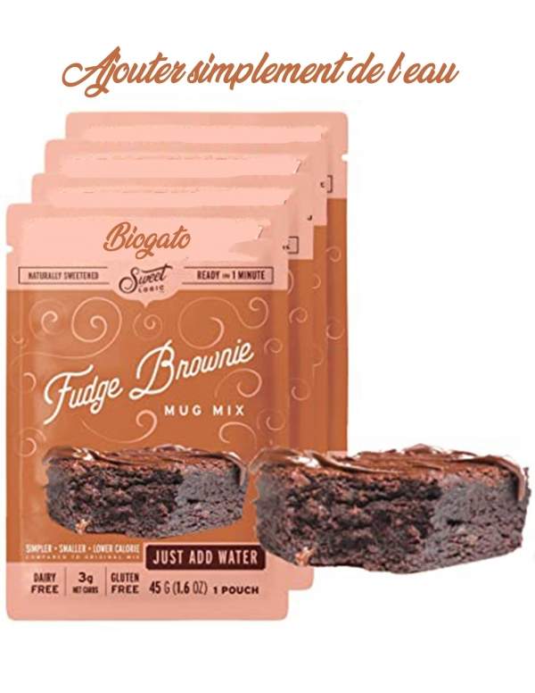 Biogato.fr Mix pour 5 brownies sans sucre, vegan, bio et sans gluten à indice glycémique bas Adapté diabétiques et coéliaques - 