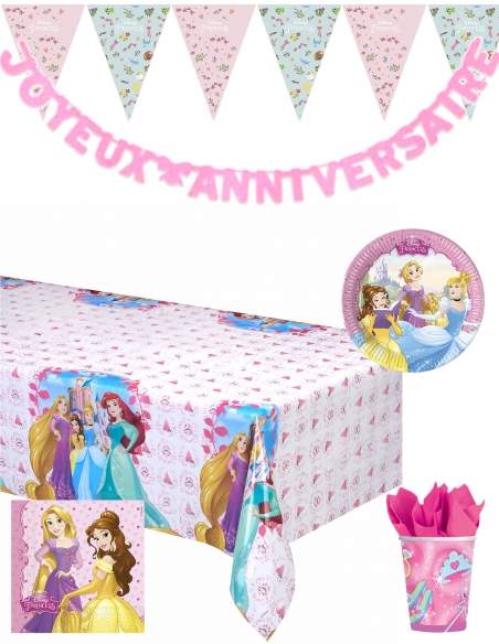 Biogato.fr Pack décoration d'anniversaire Belle princesses Disney - 1