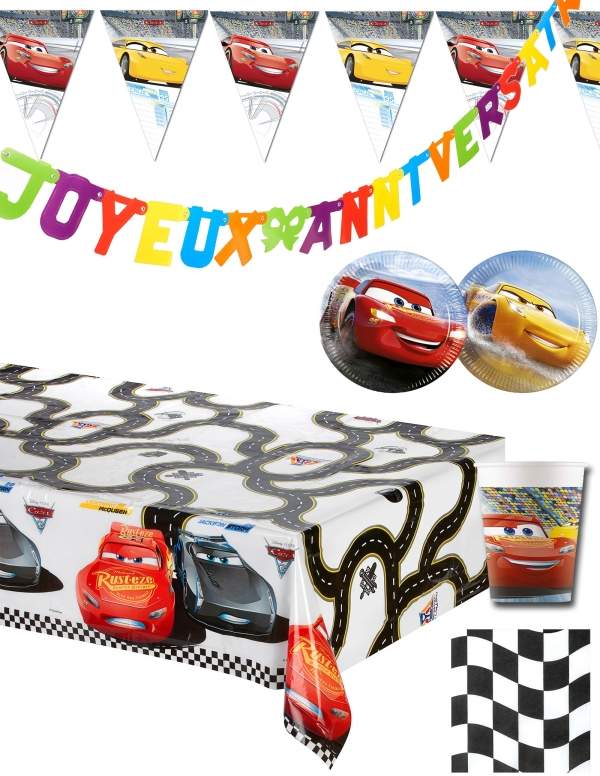 Biogato.fr Pack décoration d'anniversaire Cars Disney Flash Mcqueen - 1