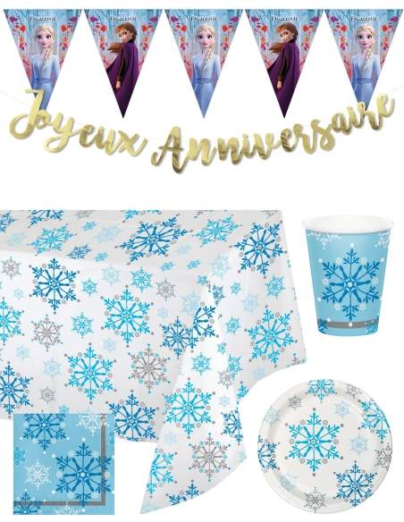 Biogato.fr Pack décoration d'anniversaire Reine des neiges princesses Disney - 1