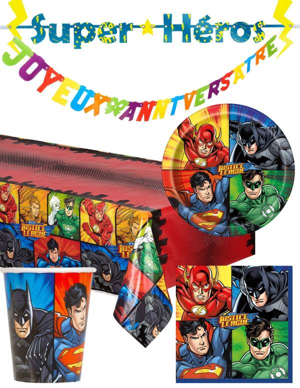 Biogato.fr Pack décoration d'anniversaire Justice league superman, batman - 1