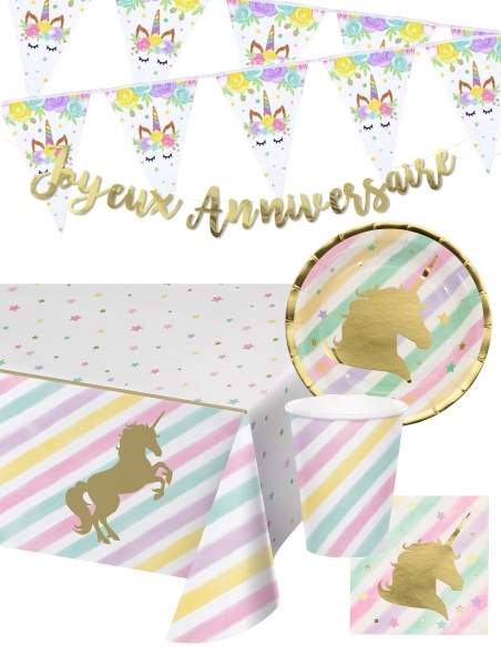 Biogato.fr Pack décoration d'anniversaire licorne unicorn - 1