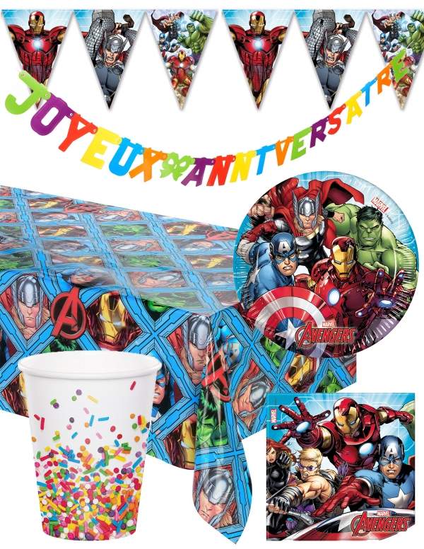 Biogato.fr Pack décoration d'anniversaire Avengers Marvel super-héros - 1