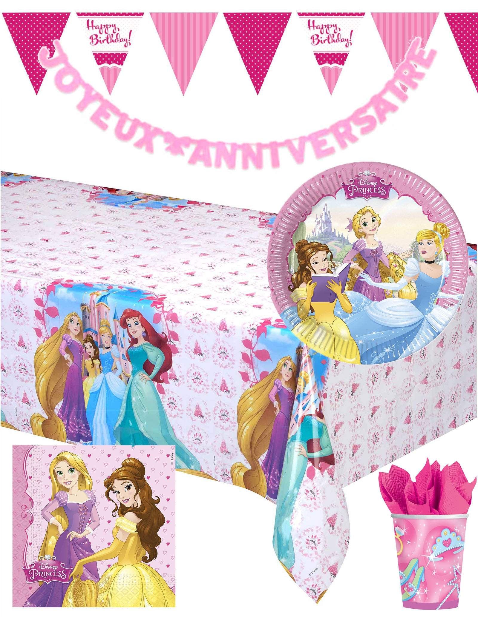 Pack décoration d'anniversaire princesse Raiponce princesse Disney