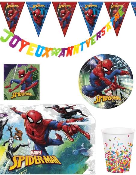 Biogato.fr Pack décoration d'anniversaire Spiderman Marvel super-héros - 1