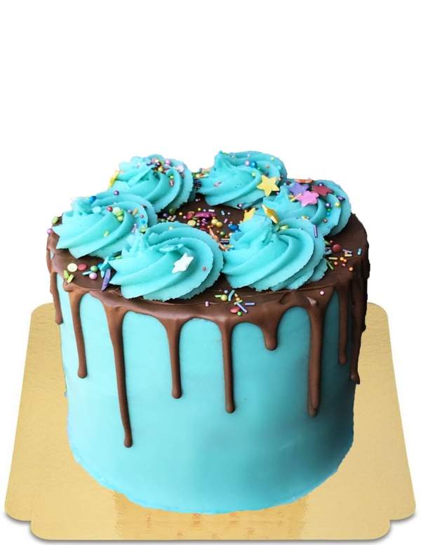  Drip cake bleu à grosses meringues bleues vegan, sans gluten - 203