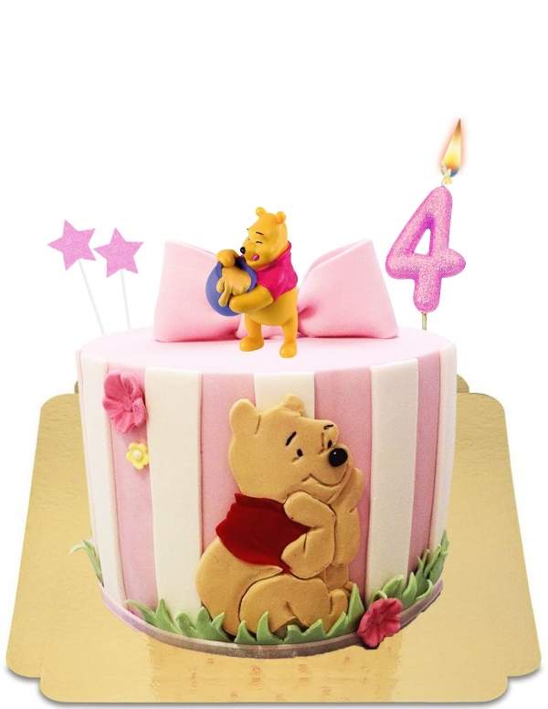  Gâteau Winnie l'ourson à nœud pour fille vegan, sans gluten - 22