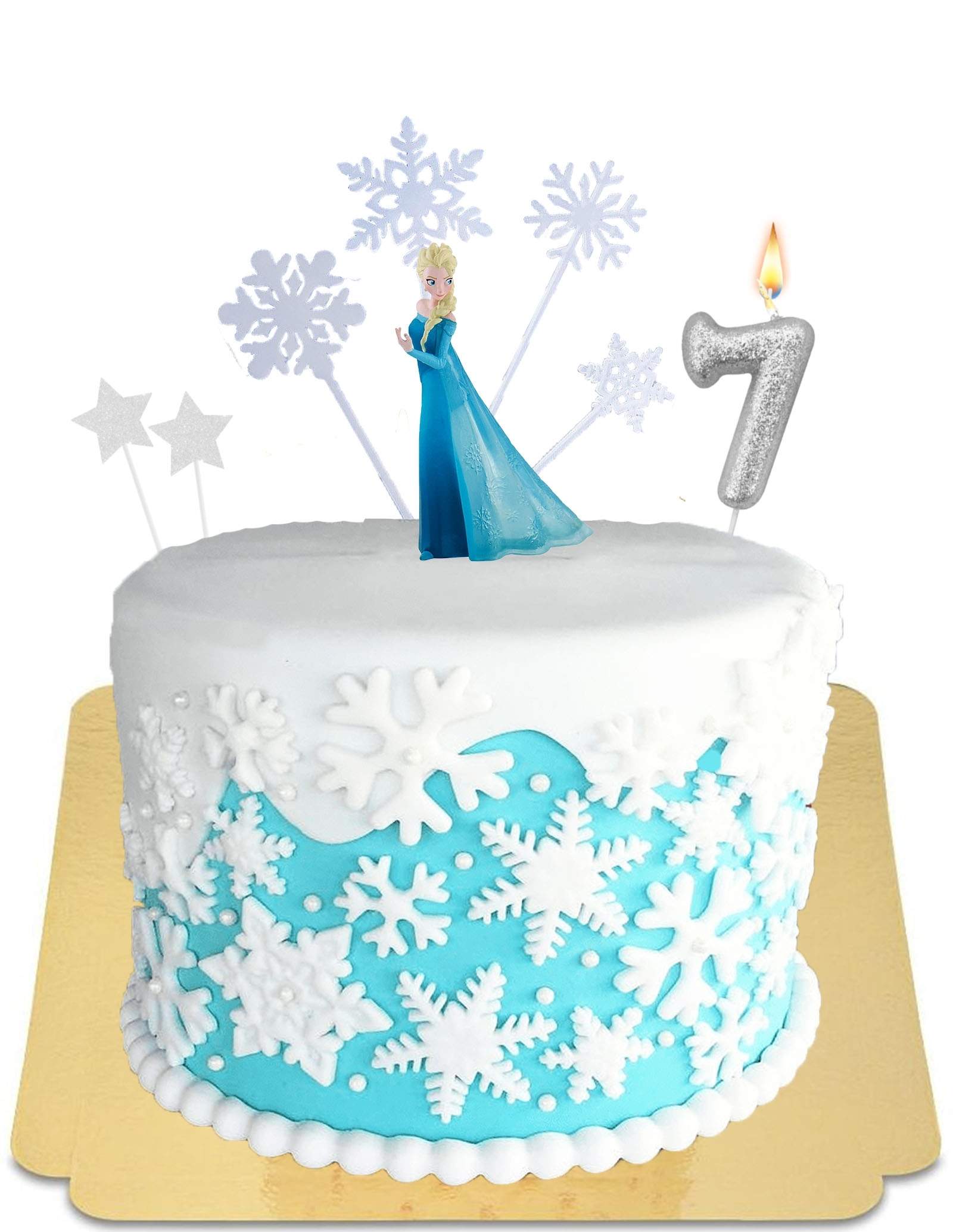 Gâteau Reine des neiges hivernale avec figurine d'Elsa vegan, sans