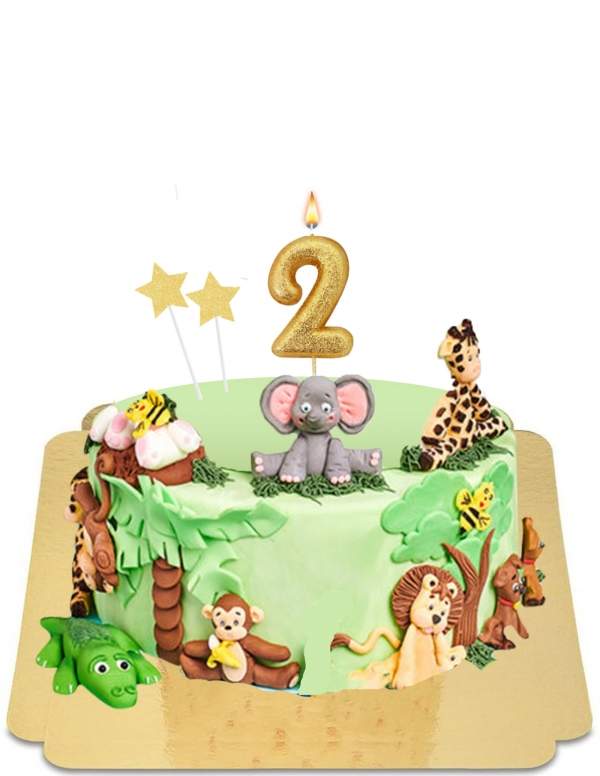  Gâteau jungle avec animaux en pâte d'amande vegan, sans gluten - 53