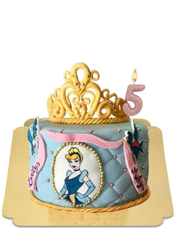  Gâteau Cendrillon de princesse avec tiara en sucre vegan, sans gluten - 164