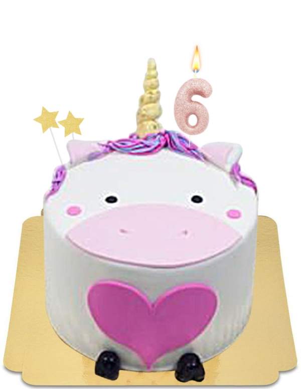  Gâteau Licorne avec cœur et corne vegan, sans gluten - 114