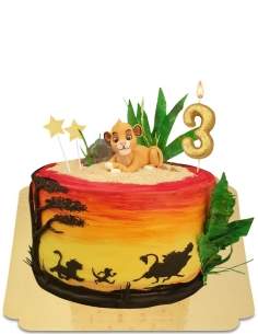 Gâteau 1 an lion dans la jungle (autre âge possible) vegan, sans gl