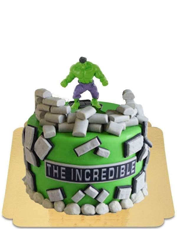  Gâteau Hulk décoration de brique et batiment detruit vegan, sans gluten - 173