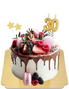  Drip cake aux fruits et macarons roses vegan, sans gluten - 101