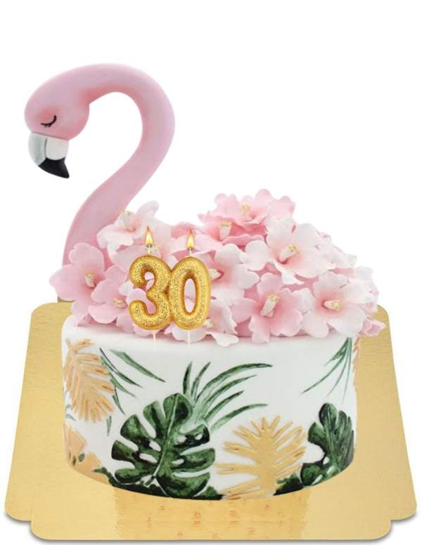  Gâteau flamant rose et fleurs vegan, sans gluten - 43