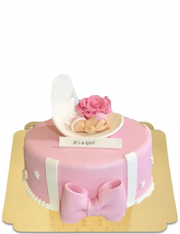  Gâteau de naissance bébé fille en sucre vegan, sans gluten - 1