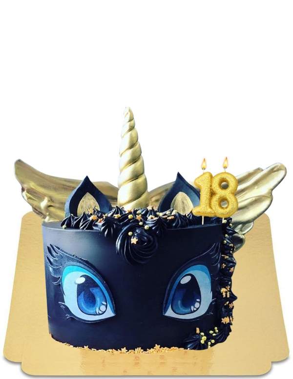  Gâteau Licorne noir et meringues noir vegan, sans gluten - 112