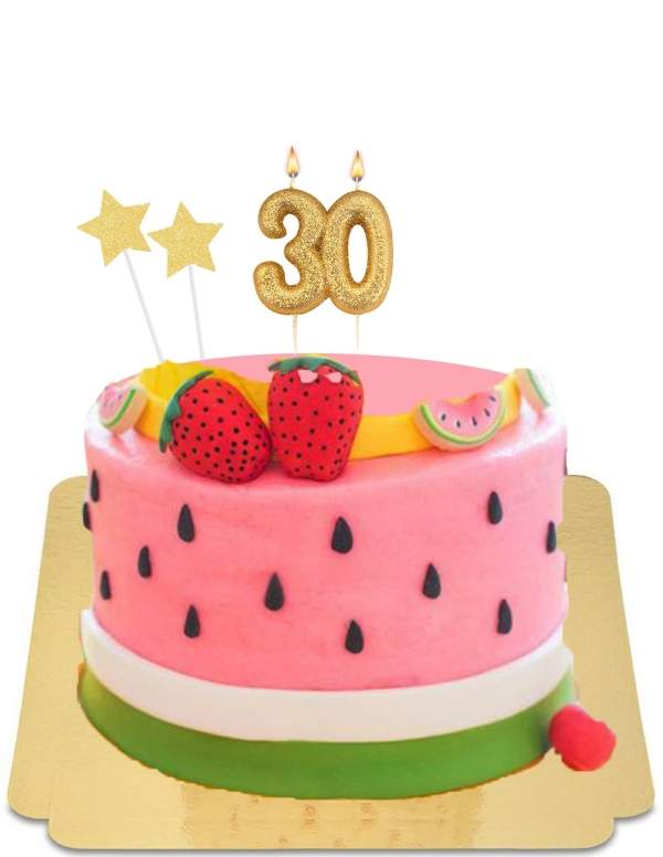  Gâteau pastèque été et fruits en pâte d'amande vegan, sans gluten - 51