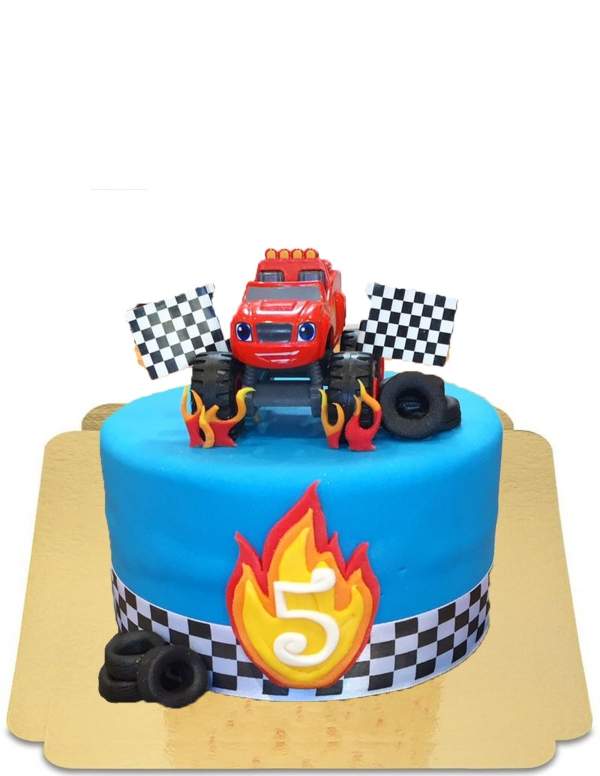  Gâteau Blaze à drapeau et roue en pâte d'amande vegan, sans gluten - 67