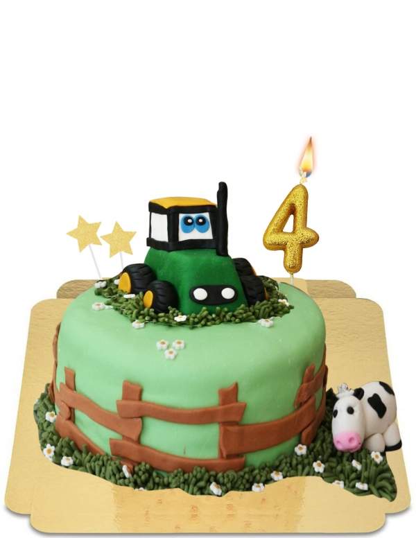  Gâteau tracteur de ferme et vache de prè vegan, sans gluten - 51