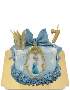 Gateau Reine Des Neiges A Tableau Elsa Et Froufrous En Pate D Amand