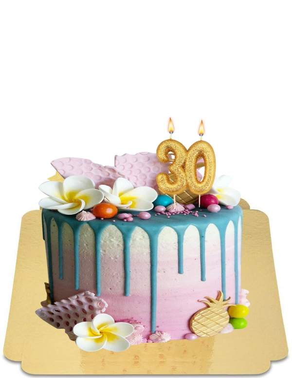  Drip cake marbré rose avec pointes en eburre de cacao rose vegan, sans gluten - 220