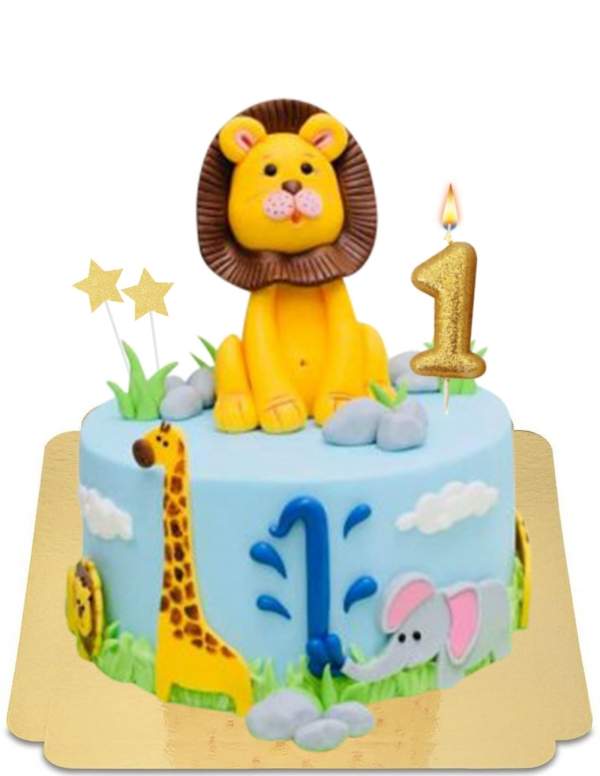  Gâteau 1 an lion et savane (autre âge possible) vegan, sans gluten - 105