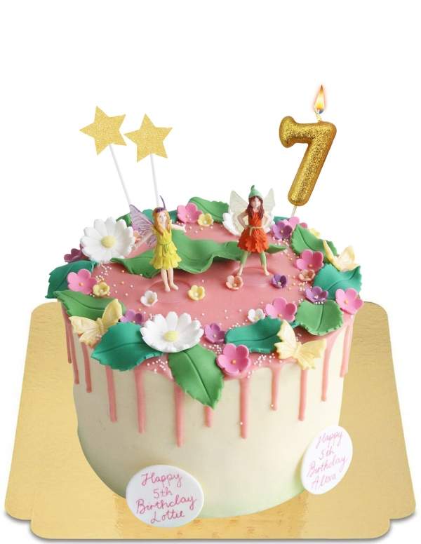  Gâteau fée effet drip rose à feuilles vegan, sans gluten - 144