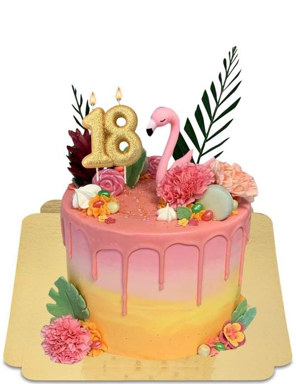  Gâteau aux couleur de l'été, orange et effet drip rose vegan, sans gluten - 216