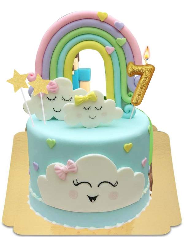 Gâteau arc-en-ciel à nuages kawaii vegan, sans gluten - 163