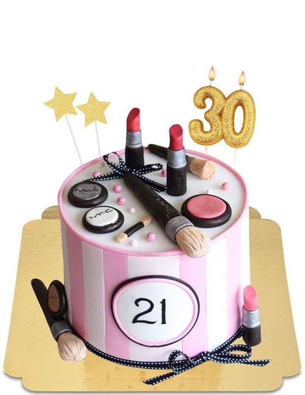  Gâteau maquillage make up rose et blanc chic vegan, sans gluten - 227