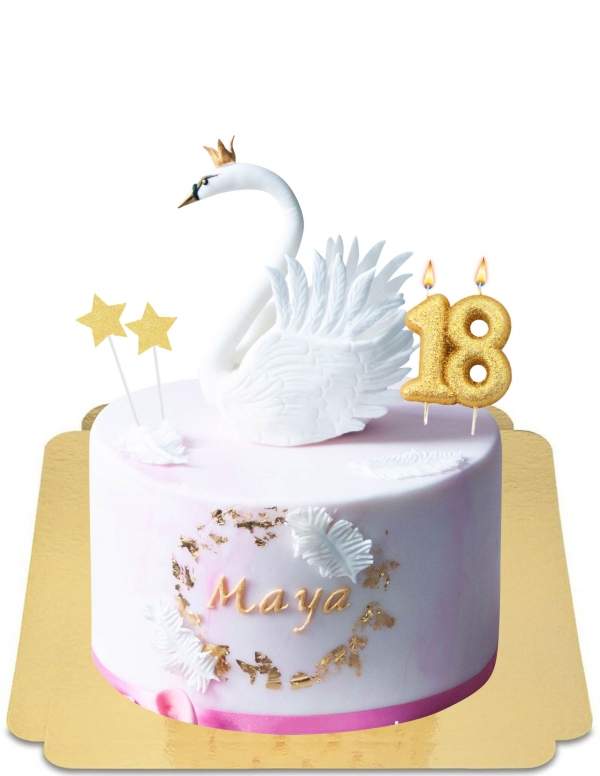  Gâteau cygne blanc et rose poudre vegan, sans gluten - 179