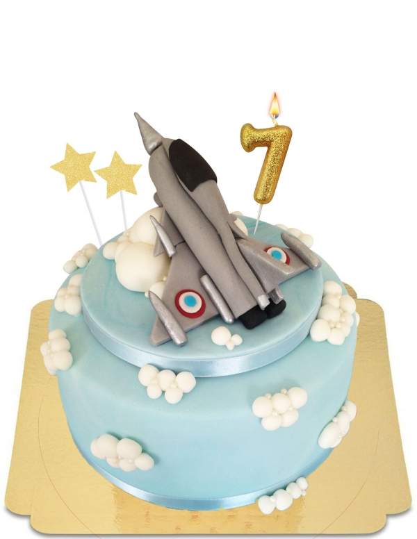  Gâteau avion de chasse dans le ciel bleu vegan, sans gluten - 16