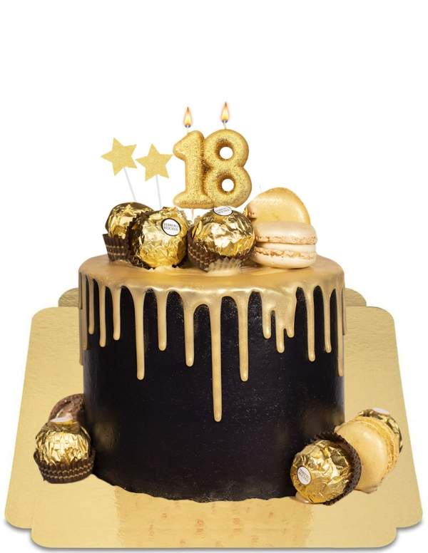 Drip cake noir et doré à macarons et rocher vegan, sans gluten - 143