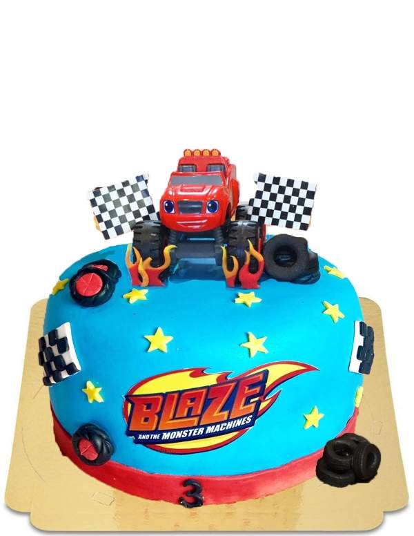  Gâteau Blaze à grande figurine, étoiles et drapeau de course vegan, sans gluten - 90