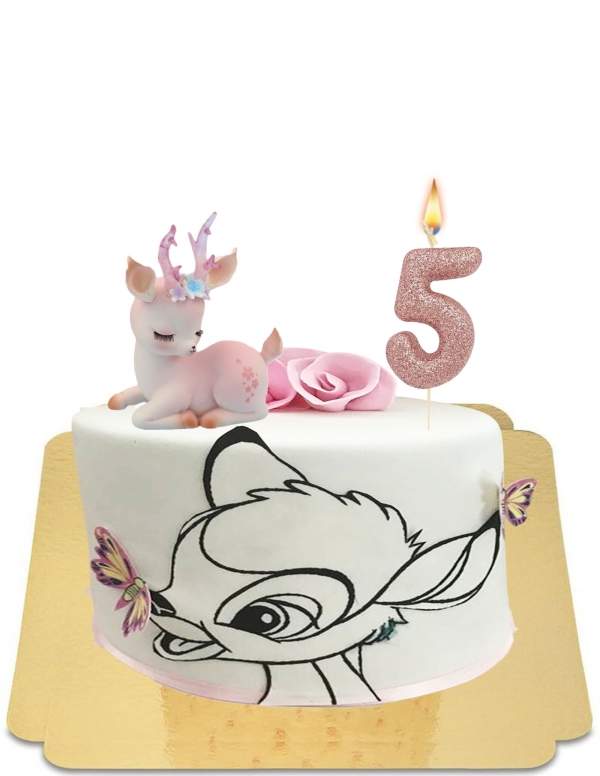  Gâteau Bambi à figurine rose vegan, sans gluten - 186