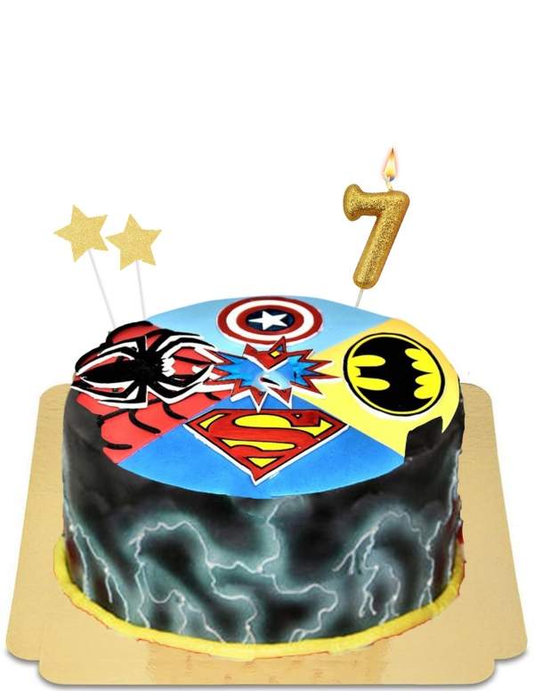  Gâteau super héro éléctrique Spiderman et League des justiciers vegan, sans gluten - 131