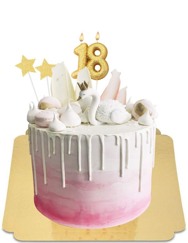  Gâteau cygne meringué à effet drip blanc et degradé rose vegan, sans gluten - 18