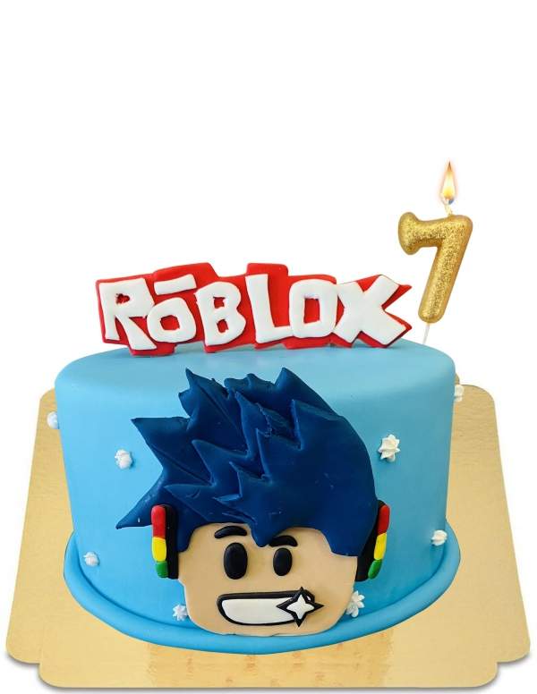  Gâteau Roblox rigolo à chevelure bleu vegan, sans gluten - 272