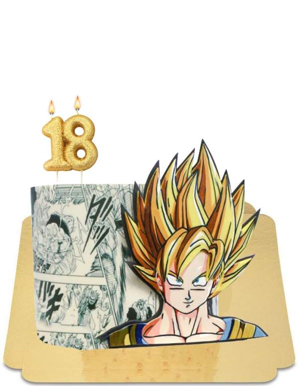  Gâteau Dragon ball Z Sangoku effet dessin manga vegan, sans gluten - 80
