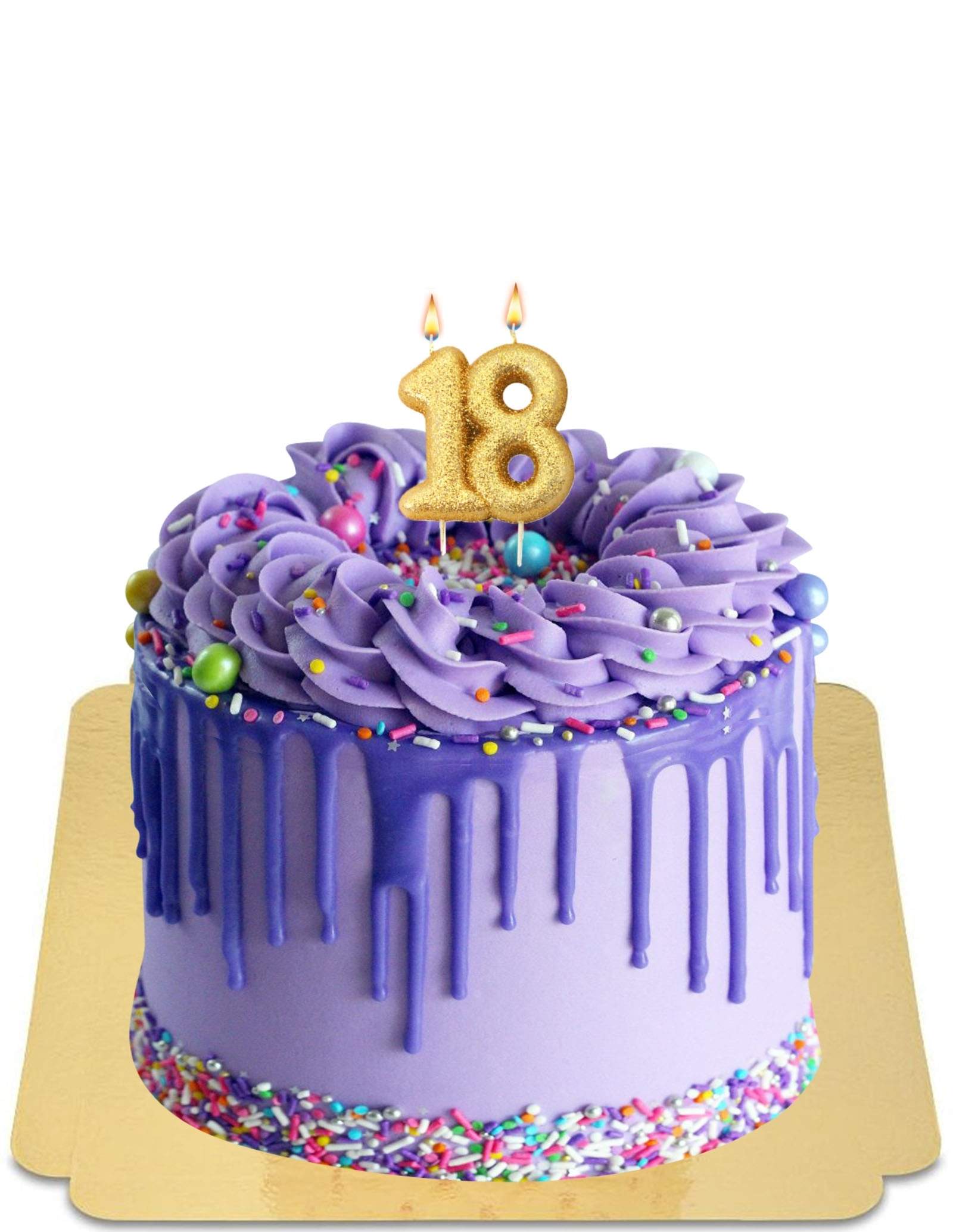 Gâteau D'anniversaire Avec Bougie Et étincelles Colorées Sur Fond Violet