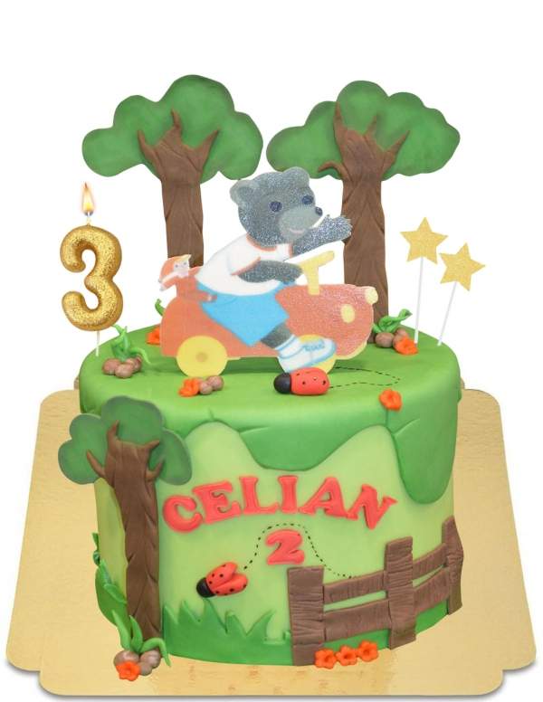  Gâteau Petit ours brun s'amuse dans les bois vegan, sans gluten - 94