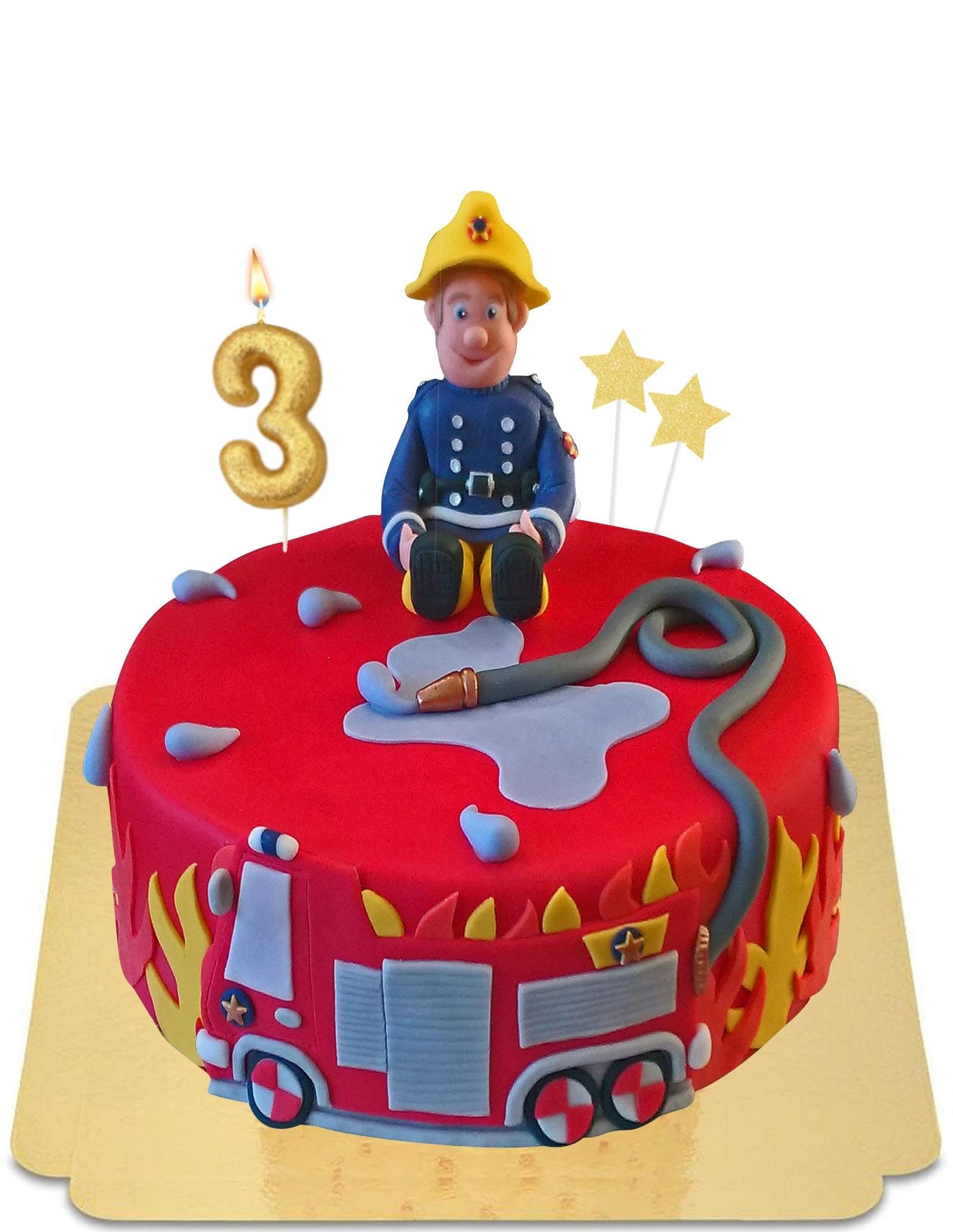 Sam le Pompier sur son gâteau bleu 🍰