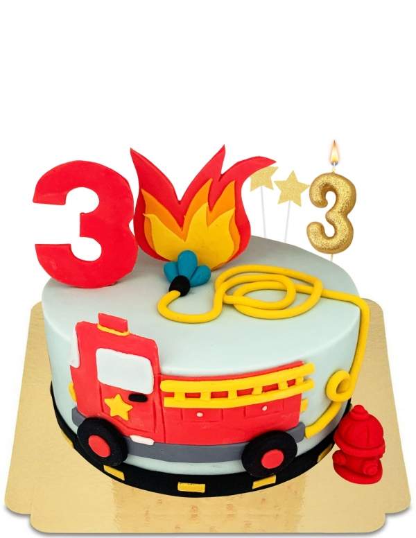  Gâteau pompier camion et incendie vegan, sans gluten - 161