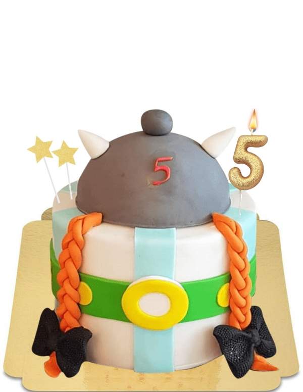  Gâteau Asterix et Obelix casque et nattes de gaulois vegan, sans gluten - 150