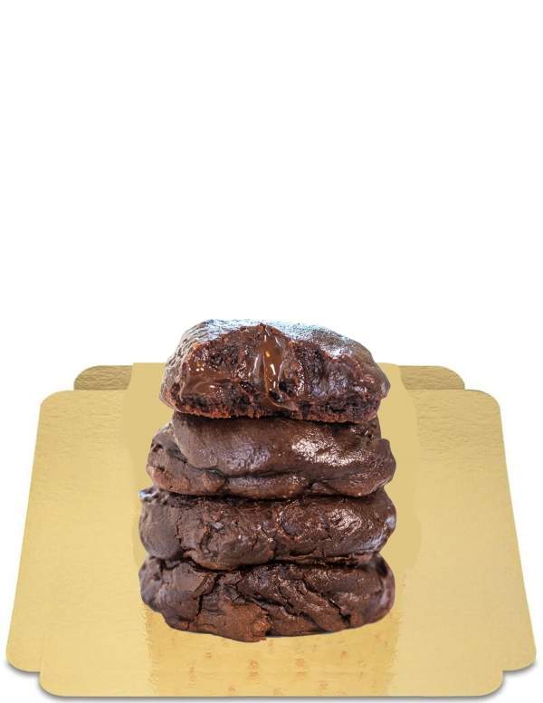 Biogato.fr 4 Cookies "Fudgy" double Chocolat noir vegan, sans gluten sans sucre à indice glycémique bas adapté diabétiques et co