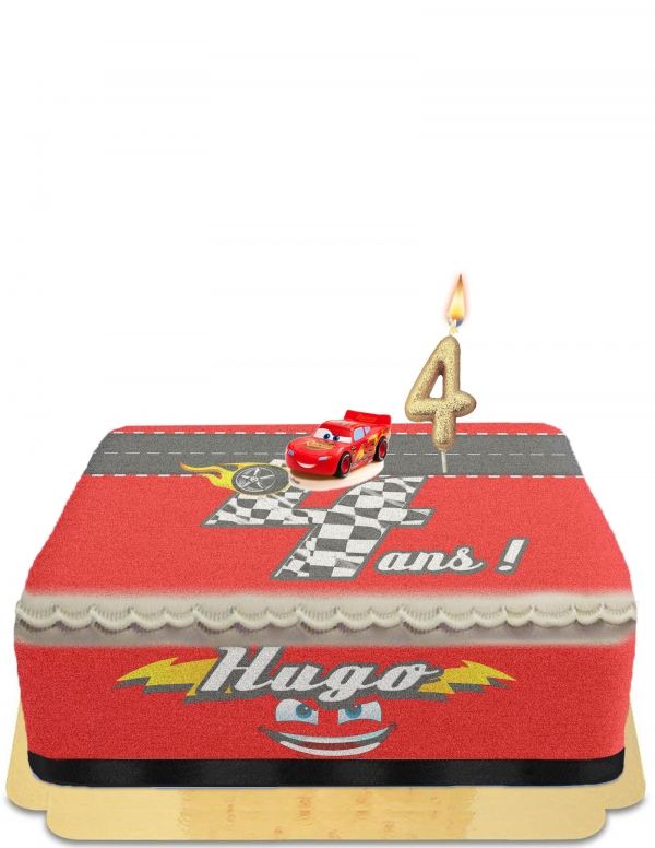 Biogato.fr Gâteau Cars Flash Mcqueen géant tirelire sans œuf, végétarien et sans gluten - 12