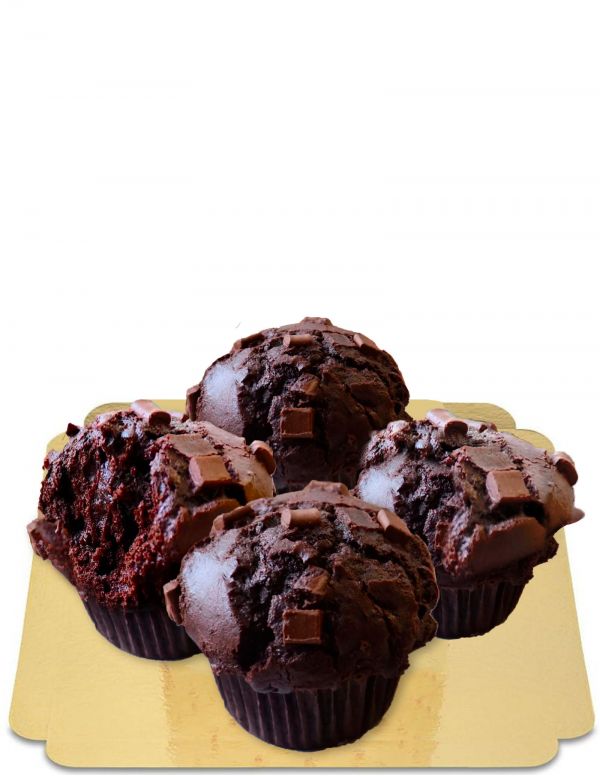 Biogato.fr 4 Gros muffins "fudgy" double chocolat coeur fondant sans sucre, bio, vegan et à IG bas - 15