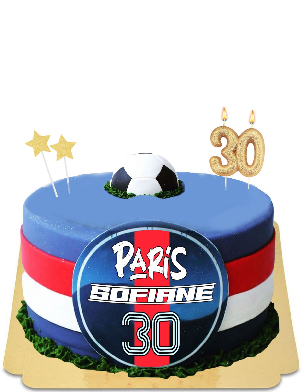 Gâteau d'anniversaire PSG, gâteau PSG en pâte à sucre, gâteau